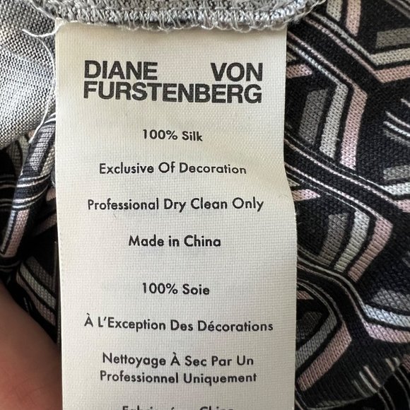 Diane von Furstenberg Womens Karis Silk Faux Wrap Dress Gray Geo Print size 2 - Picture 12 of 14